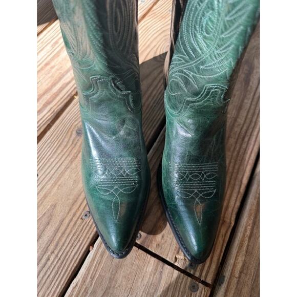 Vintage Code West Cowboys Boots Green Size 7.5 - Picture 4 of 8